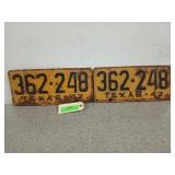 Pair of Texas 42 license plates