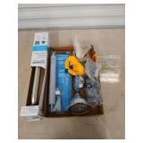 Flat of bathroom contractor supplies, including