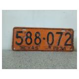 Texas 1934 license plate