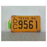 Texas 55 license plate,  DC 9561