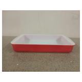 Red Pyrex number 10 baking dish, 7x13 in