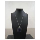 2 in Blue sunstone pendant with 18-in chain,