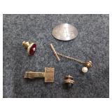 Tie clips and lapel pins some gold filled , and