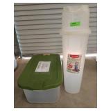 Two empty storage containers, one is for