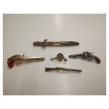 Tie clips and pins ,guns and sword