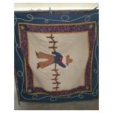 Cowboy quilt, 79x84 in, has a few rips