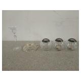Five different candle holders, tall Crystal one