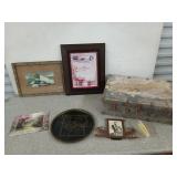 Very old wooden trunk, 7x13x18 in, with three