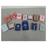 An assortment of old playing cards, also