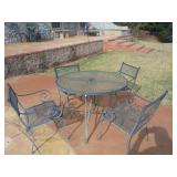 Metal patio table and four chairs 29x42
