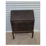 Antique wooden secretary with two drawers and