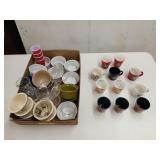 Flat of assorted ramekins, candlesticks, shot