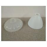 Two Glass lamp globes, one is milk glass, 9 and 8