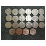 22 Ike dollars assorted years from 1971 through