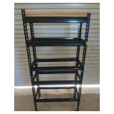 Metal shelf with five particle board shelves, 58
