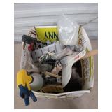 Box of contractor things, including electrical,