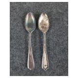 Two sterling silver spoons, 40 g