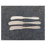 3 Sterling butter knives, 76.8 g total