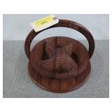 Awesome carved, wooden, folding nut tray, 11x13 in