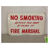 Hand-painted, metal, "no smoking" sign, 11x18 in