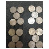 20-silver Peace dollars various years 1922