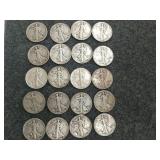 20- walking Liberty silver half dollars 1917