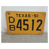 Texas 51 license plate, DB 4512