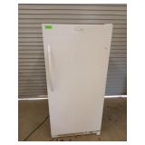 White Frigidaire upright freezer, 59x28x31 in,