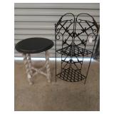 Two tier plant stand, 28 in, with wooden side