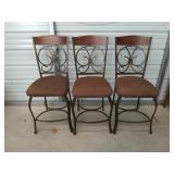 Three metal bar chairs with backs, 24 in seats