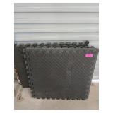 Six black, interlocking shop mats, 2x2 ft