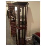 Illuminated with glass shelf mahogany curio