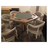 Beautiful handmade game table and six chairs