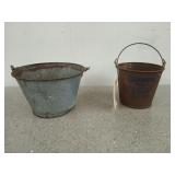 A small galvanized pail, 5x8-in, and an Olympia