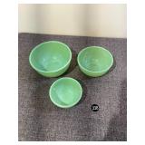 Set of 3 Beaded Rim Fire King Jadeite Bowls