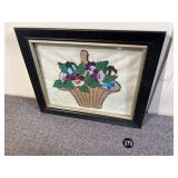 Needle Point Basket of Flowers