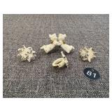 Vintage Kissing Angles & 3 Ceramic Snowflakes