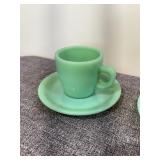 Set of 4 C Handle Fire King Jadeite Cups & Saucers