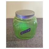 Hoosier Uranium Glass Cookie Jar