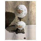 Double Milk-Glass Globe Hurricane Lamp