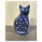 Calico China Blue & White Ceramic Cat Figure