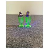 Vintage Hazel Atlas Uranium Glass S&P Shakers