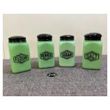 Set of 4 McKee Glass Uranium Jadeite Canisters