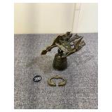Figural Wall Mount Brass Bell