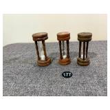 3 Vintage Wooden Hour Glasses