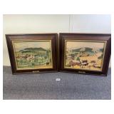 2 Early Americana 'Grandma Moses' Prints