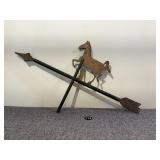 Antique Copper Horse Weathervane Topper