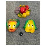 Vintage Fruit Wall Hanging Chalk Ware