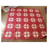 Red & White Handstitched Quilt