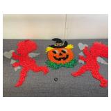 3 Melted Plastic Valentines/Halloween Decor